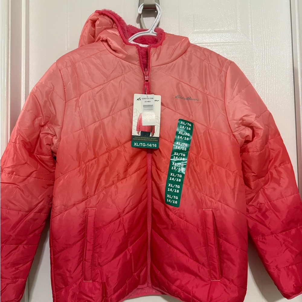 XL girls 14/16 winter coat - Eddie Bauer Girls Coral to Pink Ombre Puffer Jacket